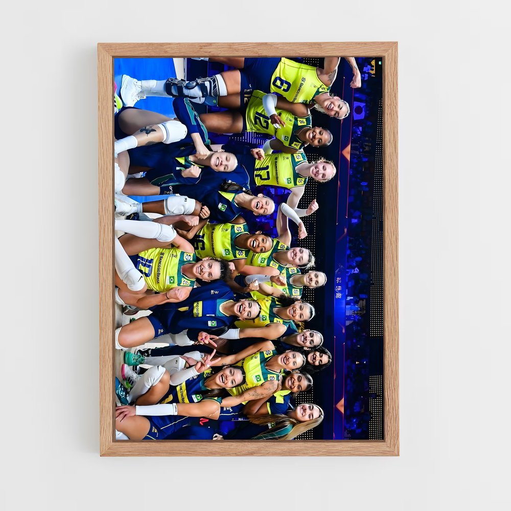 Poster Équipe Brésilienne en Action – affiche Volleyball (vue 4)